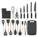 Ver imagem 3 de Jogo de Talheres Utensílios Kit Facas 19 Peças com Tabua