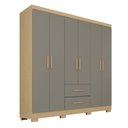 Ver imagem 2 de Guarda-Roupa Casal com 6 Portas e 2 Gavetas 150cm Multimóveis Crsal-GRP129 - Madeirado/Cinza