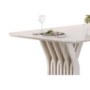 Ver imagem 5 de Mesa de Sala Jantar Yara C/ Tampo Madeirado C/ Vidro Redondo 180x100cm Off White/off White - Dj Mó