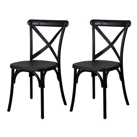 Kit 2 Cadeiras Paris Katrina Cross Empilhável Seat&co Preto Assento Preto Liso