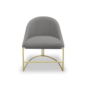 Kit 2 Banqueta Poltrona Lua Penteadeira e Salão com Base Metálica:cinza