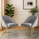 Ver imagem 2 de Kit 2 Banqueta Poltrona Lua Penteadeira e Salão com Base Metálica:cinza