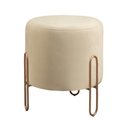 Ver imagem 4 de Conjunto - 2 Puffs Banqueta Mali Luxo Base Metálica Bronze Veludo Bege Claro