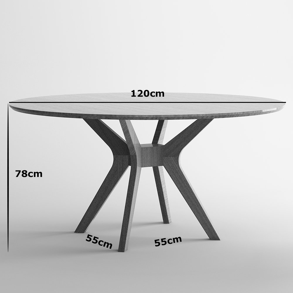 Mesa de Jantar Redonda 120cm Madeira 4 lugares Orion - Imbuia - 5