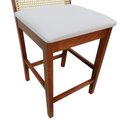 Ver mais imagens de Banqueta Média com Telinha Pérola Madeira Maciça e Assento Estofado c/ 62cm Altura - Amêndoa Linho B