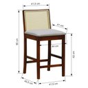 Ver imagem 3 de Banqueta Média com Telinha Pérola Madeira Maciça e Assento Estofado c/ 62cm Altura - Amêndoa Linho B