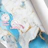 Papel de Parede Painel 3D Mármore Branco Dourado Azul 3,5M Revestimento Auto Colante Brilho - 3