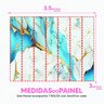 Papel de Parede Painel 3D Mármore Branco Dourado Azul 3,5M Revestimento Auto Colante Brilho - 4