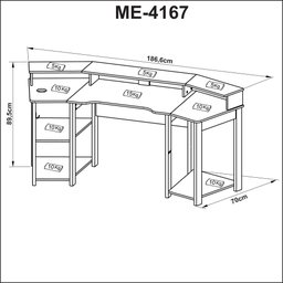 Mesa Gamer Cockpit para 2 Monitores Me4167 Preto/vermelho Tecnomobili - 4