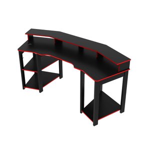 Mesa Gamer Cockpit para 2 Monitores Me4167 Preto/vermelho Tecnomobili