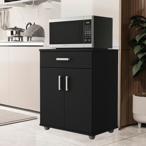 Armario de Cozinha Balcão Multiuso Organizador Mell Preto 2 Portas 1gaveta Aparador