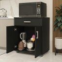 Ver imagem 2 de Armario de Cozinha Balcão Multiuso Organizador Mell Preto 2 Portas 1gaveta Aparador