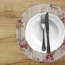 10 Jogo Americano Redondo PVC Mesa Posta Jantar Rosas Bege - 2