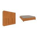 Ver imagem 1 de Conjunto Guarda Roupa Casal 6 Portas 8 Gavetas Puxador MDF Portugal e Cama Casal Monaco Marrom/Cinam