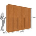 Ver imagem 4 de Conjunto Guarda Roupa Casal 6 Portas 8 Gavetas Puxador MDF Portugal e Cama Casal Monaco Marrom/Cinam