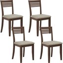 Ver imagem 1 de Kit 04 Cadeiras para Sala de Jantar Madeira Maciça Estofada Lazuli F06 Linho Mescla Café - Lyam