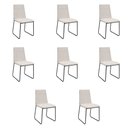 Ver imagem 1 de Kit 8 Cadeiras de Jantar Cozinha Industrial Lexa Veludo - Élpis Móveis - Bege Claro - Preta