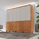 Ver imagem 1 de Guarda-Roupa Casal MDF com 6 Portas e 4 Gavetas Napoli com Pés Marrom/Marromle/Off White