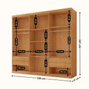 Ver imagem 3 de Guarda-Roupa Casal MDF com 6 Portas e 4 Gavetas Napoli com Pés Marrom/Marromle/Off White