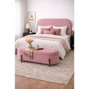 Ver imagem 2 de Kit Atenas Cabeceira e Recamier Baú 140cm Casal Suede Rosa do Lar
