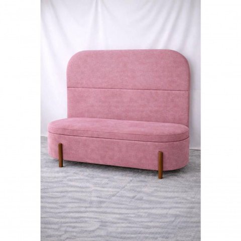 Kit Atenas Cabeceira e Recamier Baú 140cm Casal Suede Rosa do Lar