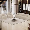 Ver imagem 6 de Poltrona Decorativa Orgânica Giratória Living Barolo L06 Linho Bege Escuro