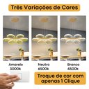 Ver imagem 3 de Lustre Pendente Led 45w Lumina Dourado Moderno com 3 Cores de Luz e Ajuste de Altura Bivolt