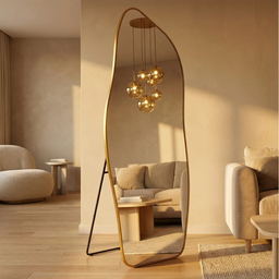 Espelho Grande Corpo Inteiro com Moldura Metal Orgânico Decorativo 170x70cm Luxo - 8