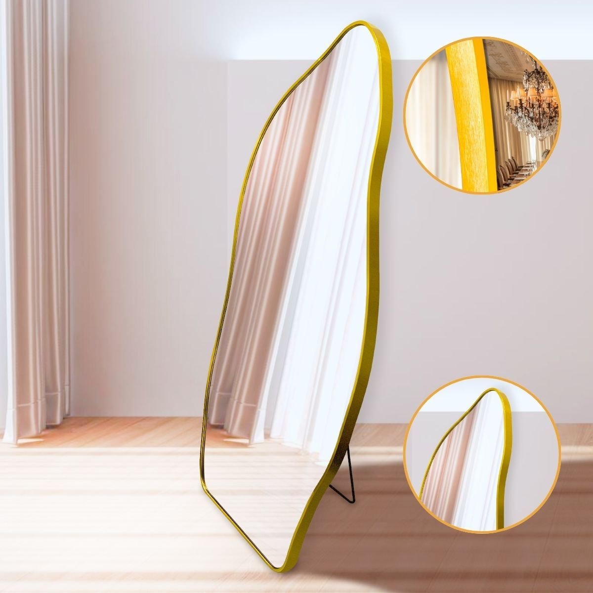 Espelho Grande Corpo Inteiro com Moldura Metal Orgânico Decorativo 170x70cm Luxo - 2