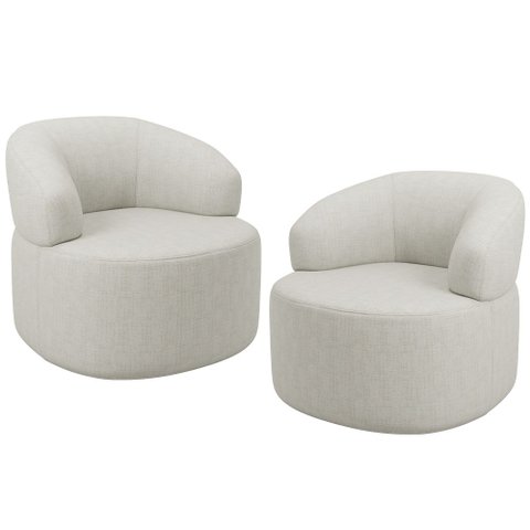 Kit 02 Poltronas Giratória Orgânica para Sala de Estar Living Helena L02 Linho Cru - Lyam Decor