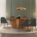 Ver imagem 1 de Mesa de Jantar 180cm x 80cm Madeira Tampo Laminado Orgânico com 6 Cadeiras Ester Marrom/Jade/Imbuia