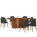 Ver imagem 2 de Mesa de Jantar 180cm x 80cm Madeira Tampo Laminado Orgânico com 6 Cadeiras Ester Marrom/Jade/Imbuia