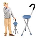 Ver imagem 1 de Bengala com Assento Banco 2 em 1 Apoio até 200kg Dobrável:azul