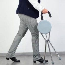 Bengala com Assento Banco 2 em 1 Apoio até 200kg Dobrável:azul - 10