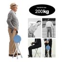 Ver imagem 2 de Bengala com Assento Banco 2 em 1 Apoio até 200kg Dobrável:azul