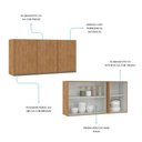 Ver imagem 5 de Armário Aéreo 3 Portas 120cm Cozinha Modulada Paris Menu Móveis Freijó
