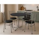 Ver imagem 2 de Mesa de Jantar Redonda 80cm Preta com 4 Cadeiras Estofada Cinza