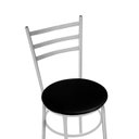 Ver imagem 3 de Mesa de Jantar Redonda 80cm Preta com 4 Cadeiras Estofada Cinza