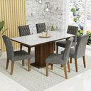 Ver imagem 2 de Conjunto Sala De Jantar Mesa Tampo De Vidro 6 Cadeiras