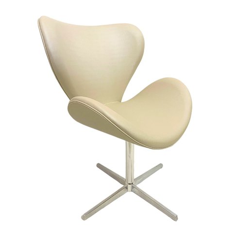 Poltrona Decorativa Swan para Sala de Estar Cor Pérola
