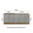 Ver imagem 4 de Kit com 2 Balcões de Cozinha Madesa Lux 4 Portas 3 Gavetas (Sem Tampo e Pia) Rustic/Cinza
