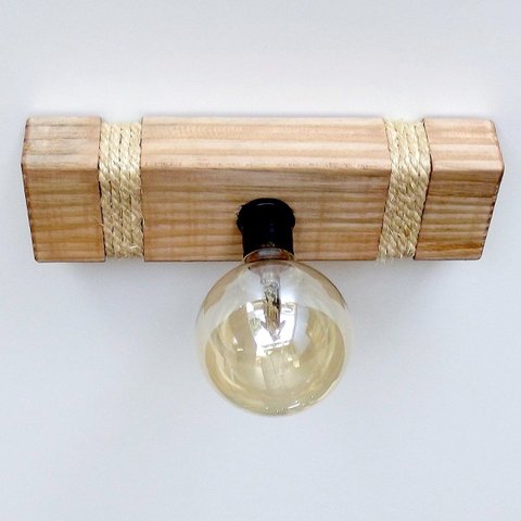 Luminária Lustre Pendente Rústico Retro Madeira 30cm