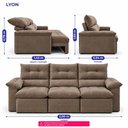 Ver imagem 2 de Sofá 3 Lugares Retrátil e Reclinável 2,00m Lyon Velusoft Castor Cama Inbox