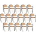 Ver imagem 1 de Kit 16 Cadeiras de Jantar Roma Prática com Braços para Sala e Cozinha - Marrom Claro