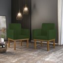 Ver imagem 1 de KIT 02 Cadeiras Com Base Mesa De Estudos Poltrona Decorativa Cor:Verde