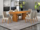 Ver imagem 7 de Conjunto Sala de Jantar Ísis 180cm com 6 Cadeiras Tampo Orgânico s/ Vidro Cinamomo Cinamomo/Linho Pa