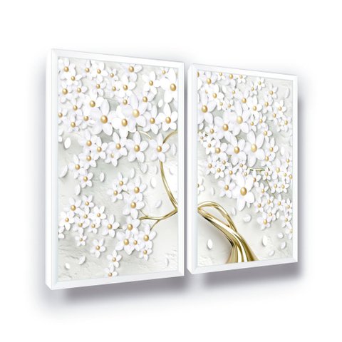 Quadros Decorativos Flores Moderno Sala Moldura