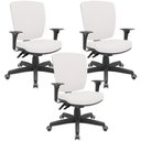 Ver imagem 1 de Kit 03 Cadeiras de Escritório Diretor Office Giratória Preto Alta Flexi P03 Vinil Branco - Lyam Lyam