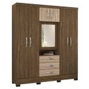 Ver imagem 3 de Guarda-Roupa Casal com Espelho 7 Portas 3 Gavetas Grafite Colibri Móveis