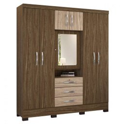 Guarda-Roupa Casal com Espelho 7 Portas 3 Gavetas Grafite Colibri Móveis - 3 Guarda-Roupa Casal com Espelho 7 Portas 3 Gavetas Grafite Colibri Móveis - 3